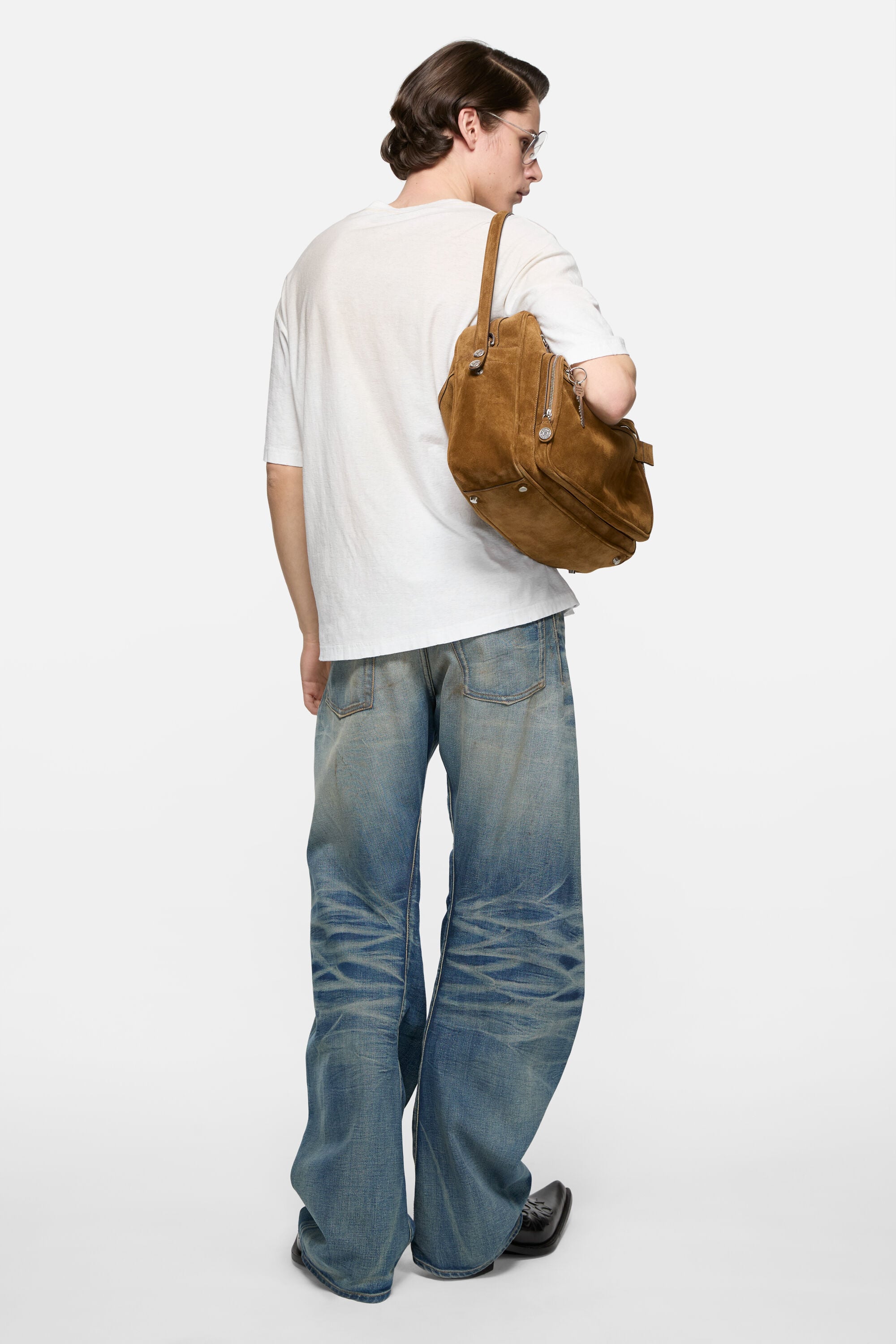 Acne Studios - スプレー加工ロゴTシャツ - ダスティホワイト