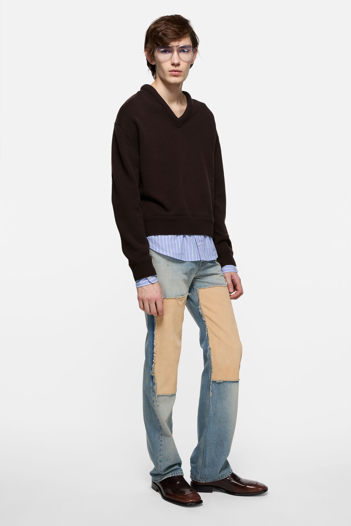 layered wool sweater, Dark brown, 2000x