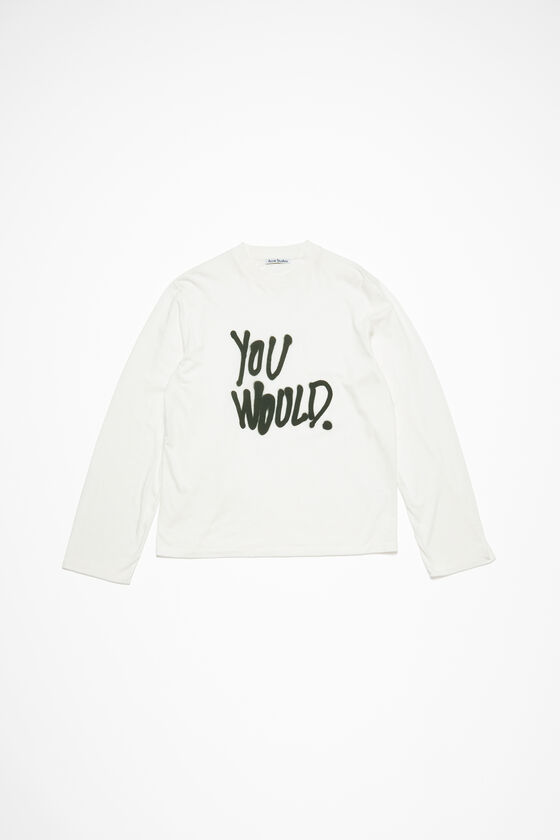 Long sleeve logo t-shirt - Relaxed fit, White, 2000x