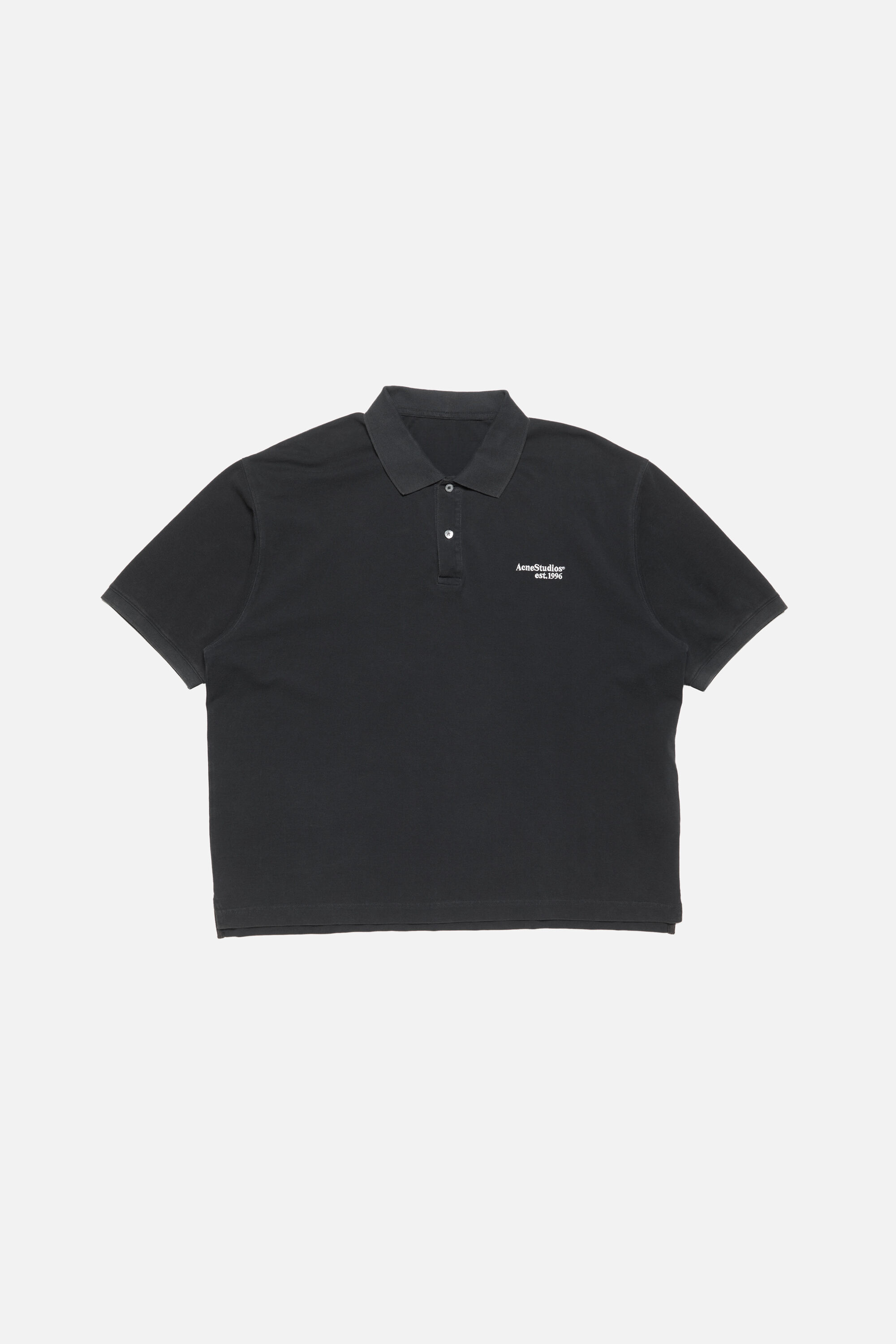 Acne Studios 半袖　ポロシャツ Acne Studios - ウォッシュドロゴポロシャツ - ブラック