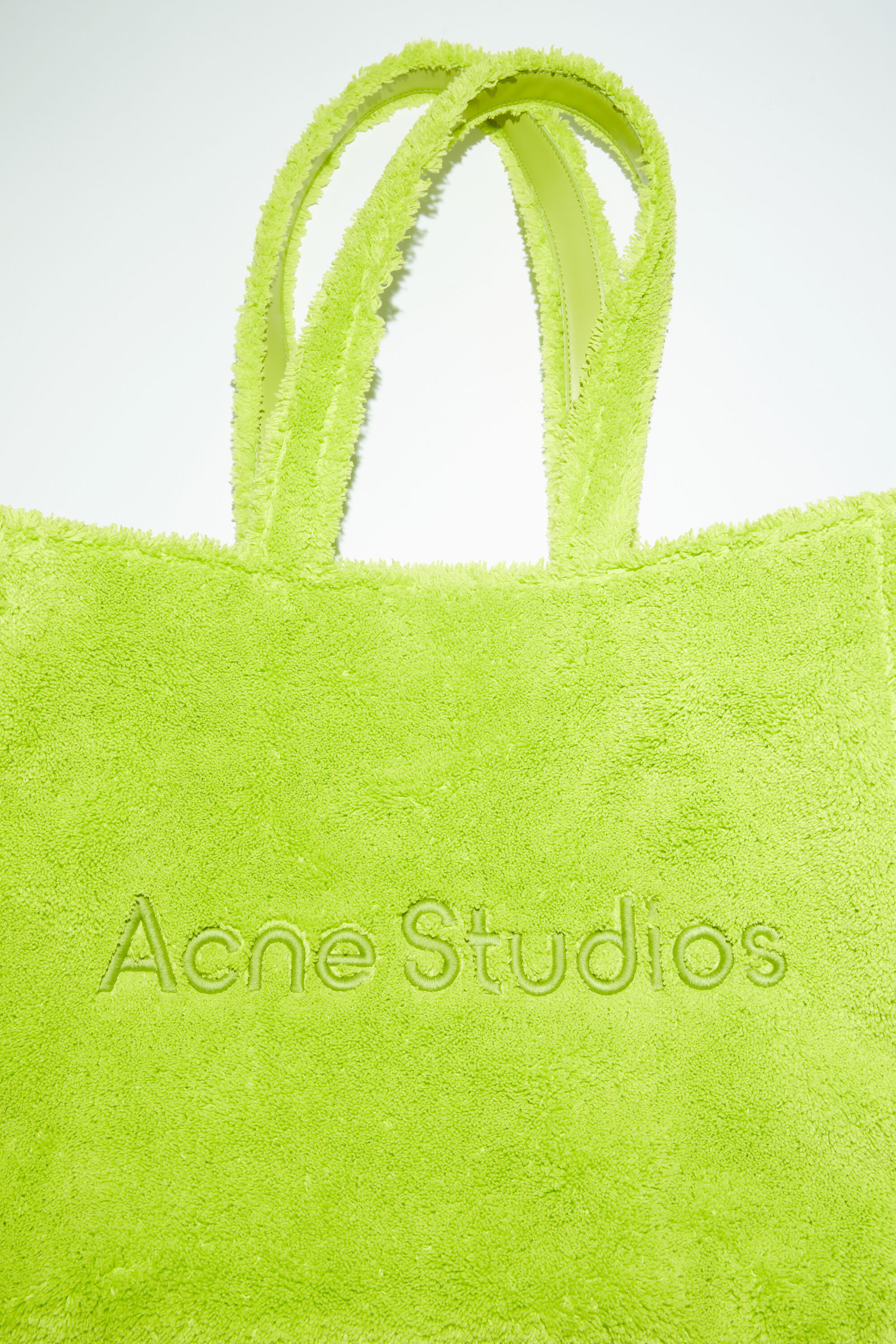 Acne Studios - Furry logo shoulder tote bag - Lime green