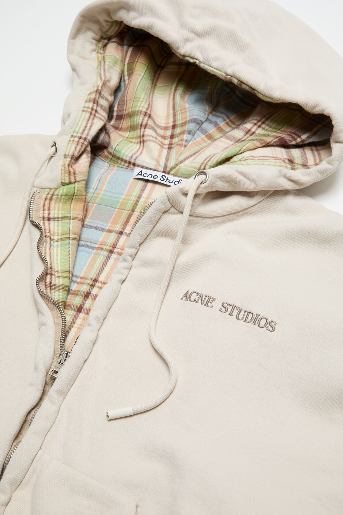 Fleece hoodie with logo, Pebble beige, 2000x