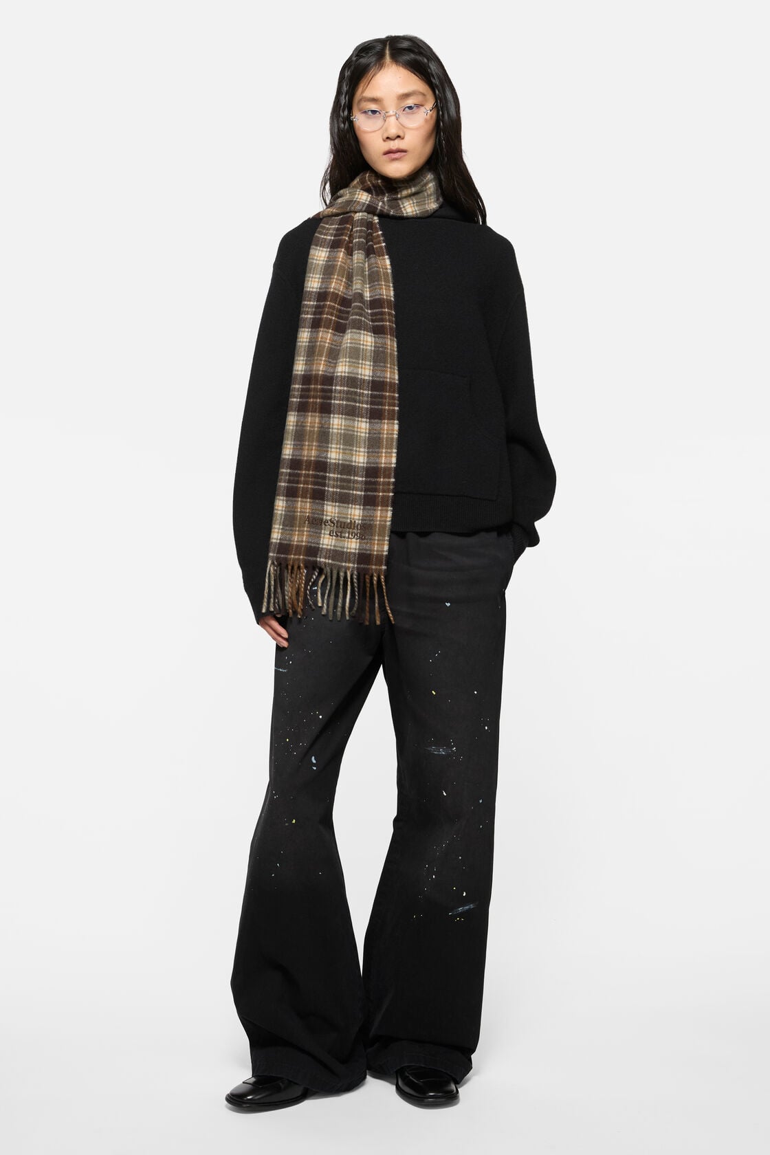 Cashmere scarf, Dark brown/khaki green, 2000x