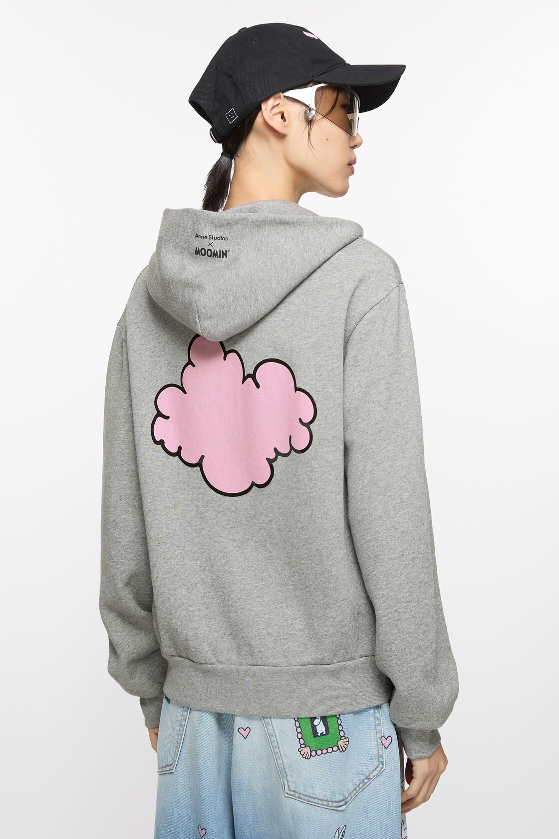 Hooded zipper sweater Acne Studios x Moomin, Light Grey Melange, 2000x