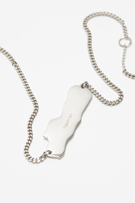 Logo label necklace, Silver/grey, 2000x