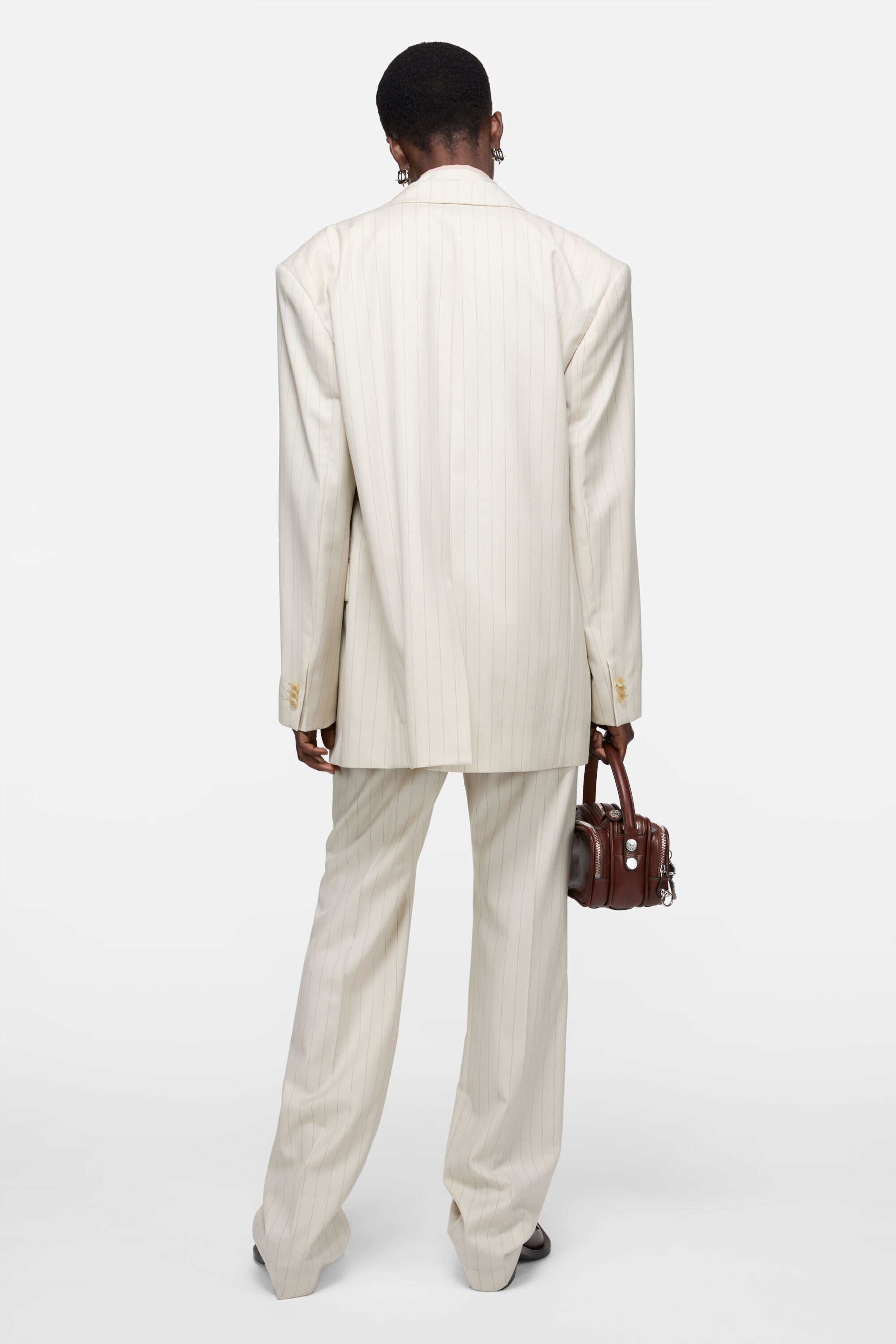 Acne Studios - Pinstripe blazer with scarf - Cream beige