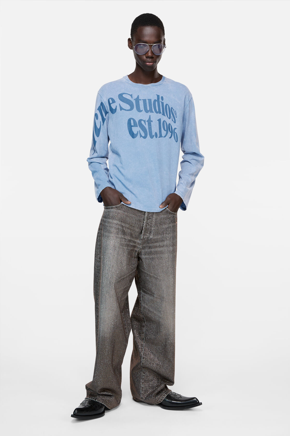 Relaxed fit graphic t-shirt, Dirty blue, 2000x