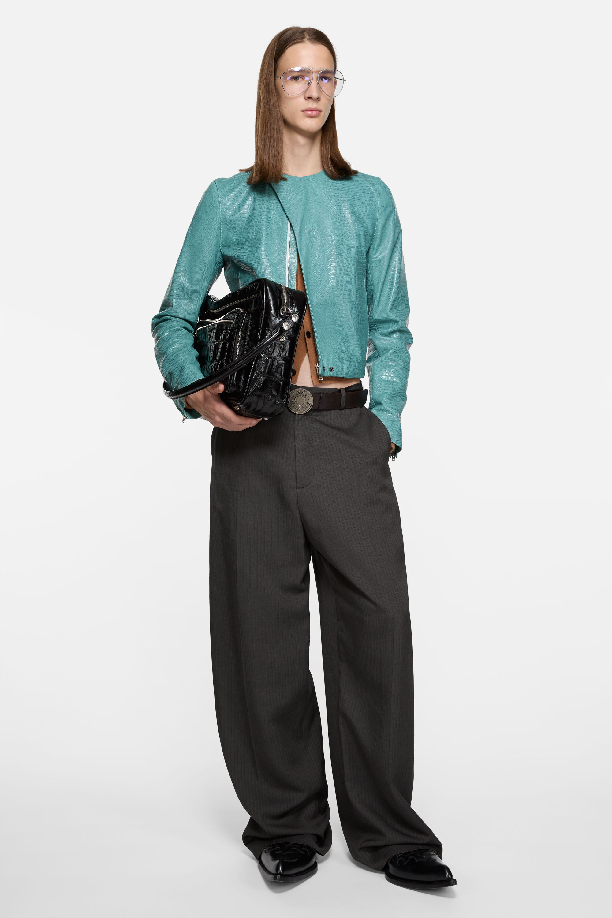 Acne Studios レザー　トラッカージャケット　46 Acne Studios - レザーブルゾン - ダークブラウン