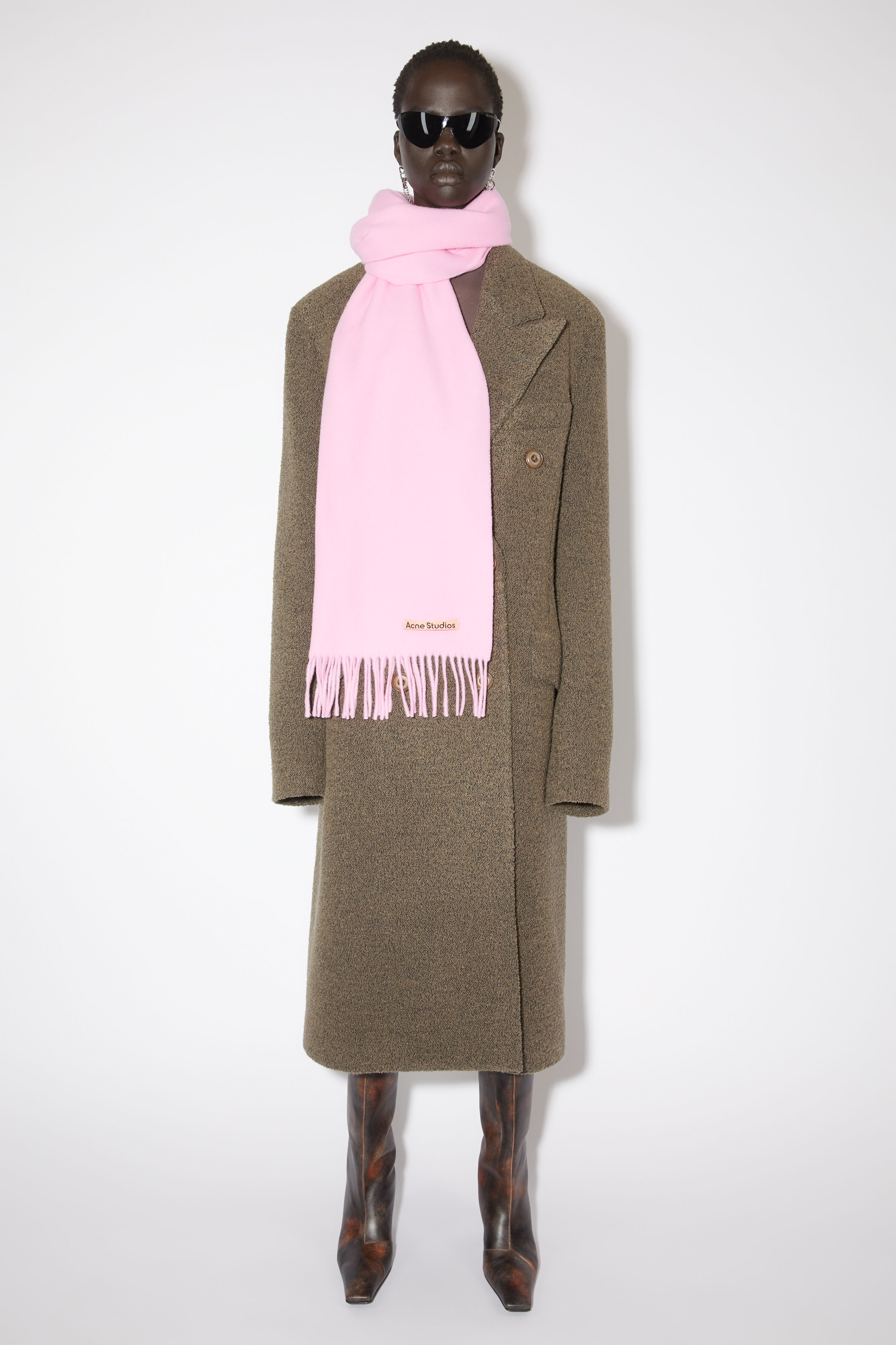 아크네 스튜디오 Acne Studios Fringe wool scarf – Narrow - Bubble Pink,Bubble pink