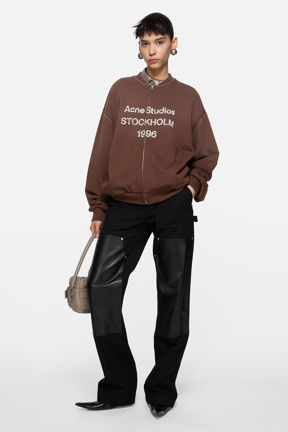 Zip logo sweater, Chocolate brown, 2000x