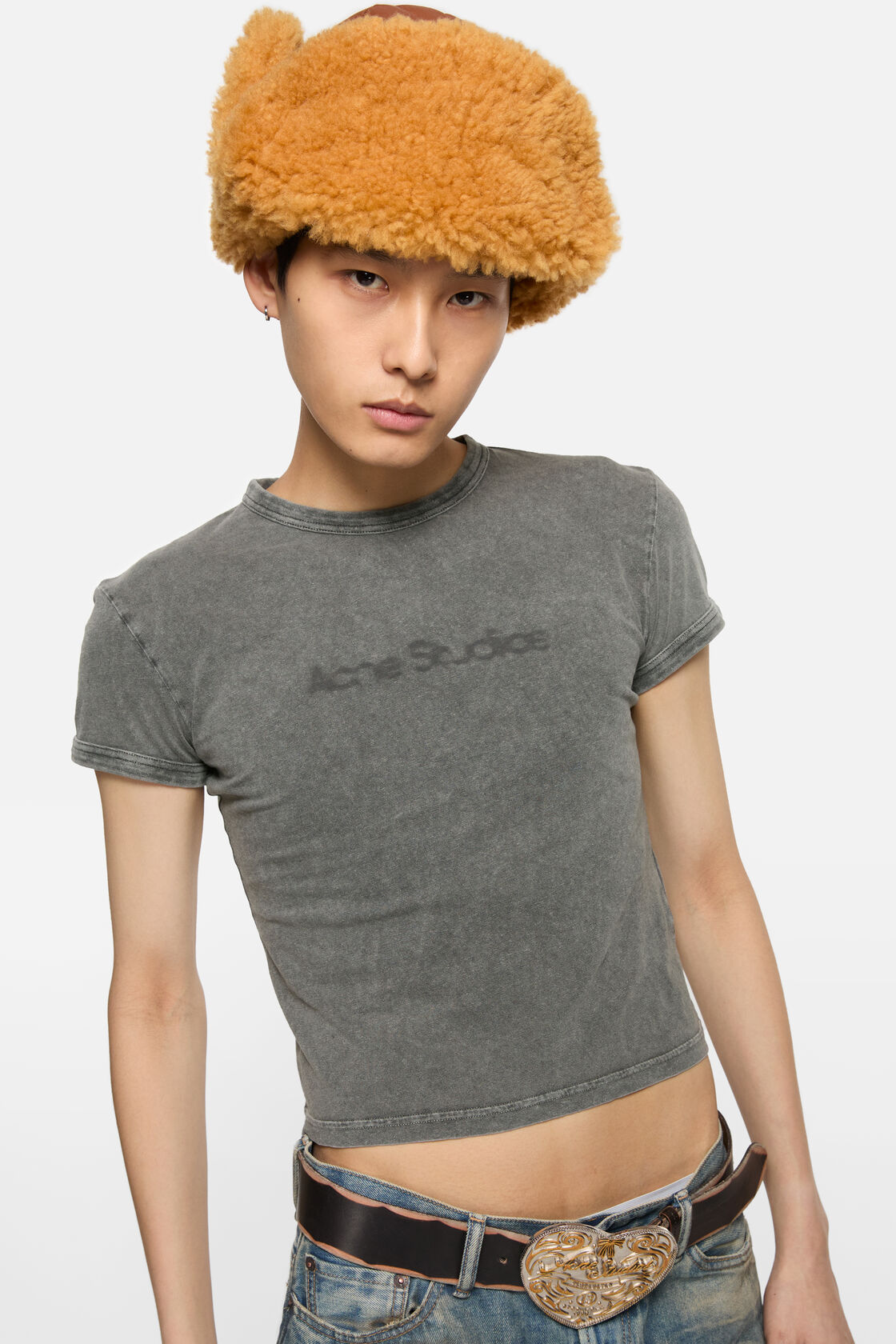 Blurred logo t-shirt - Fitted unisex fit, Faded Grey, 2000x