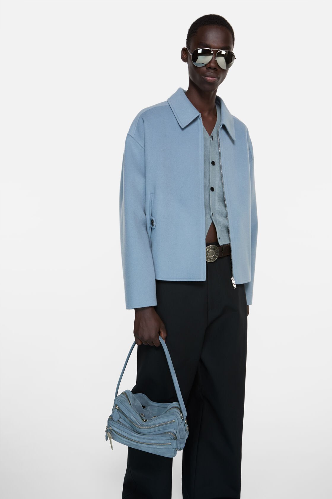 Camero Party 绒面皮革包袋, 牛仔蓝, 2000x