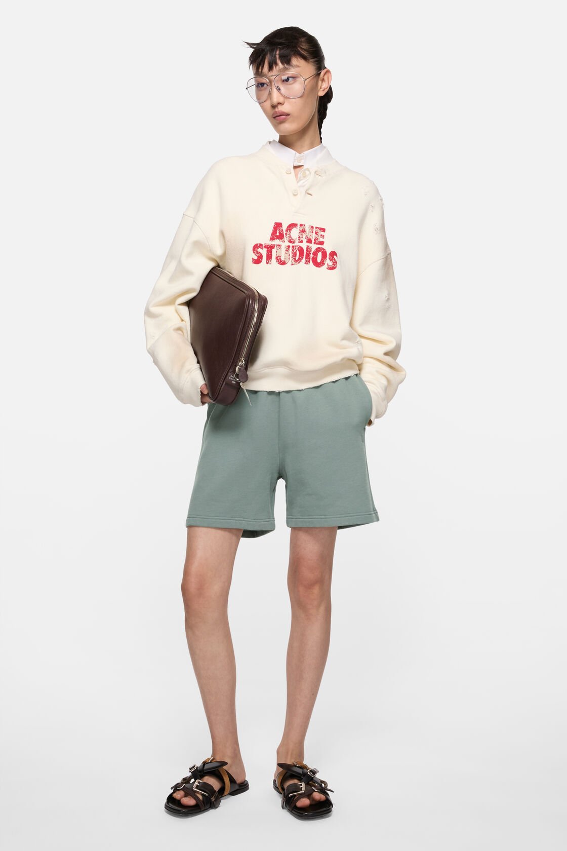 Fleece shorts, Stone grey, 2000x