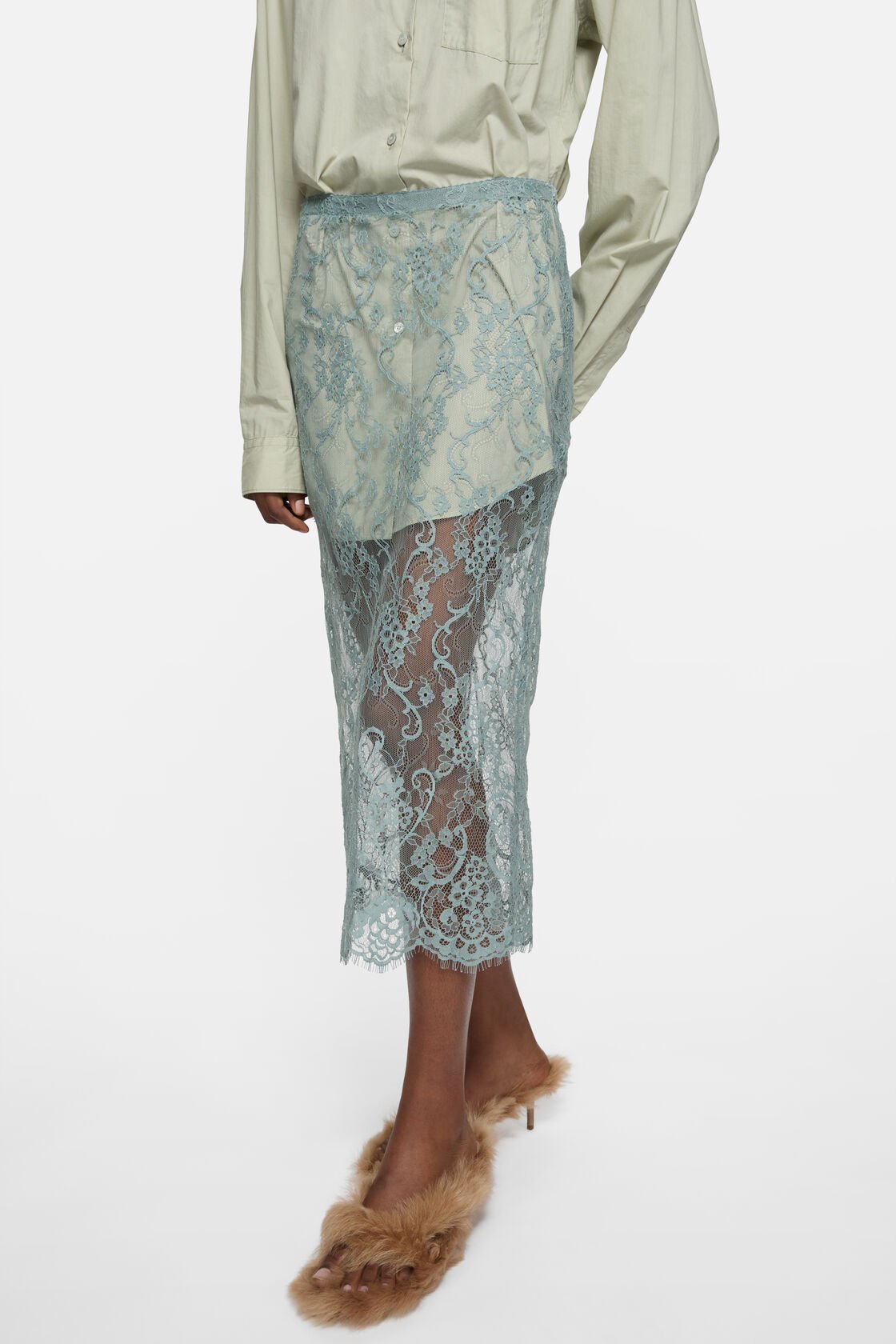 Layered shirt dress, Eucalyptus green, 2000x