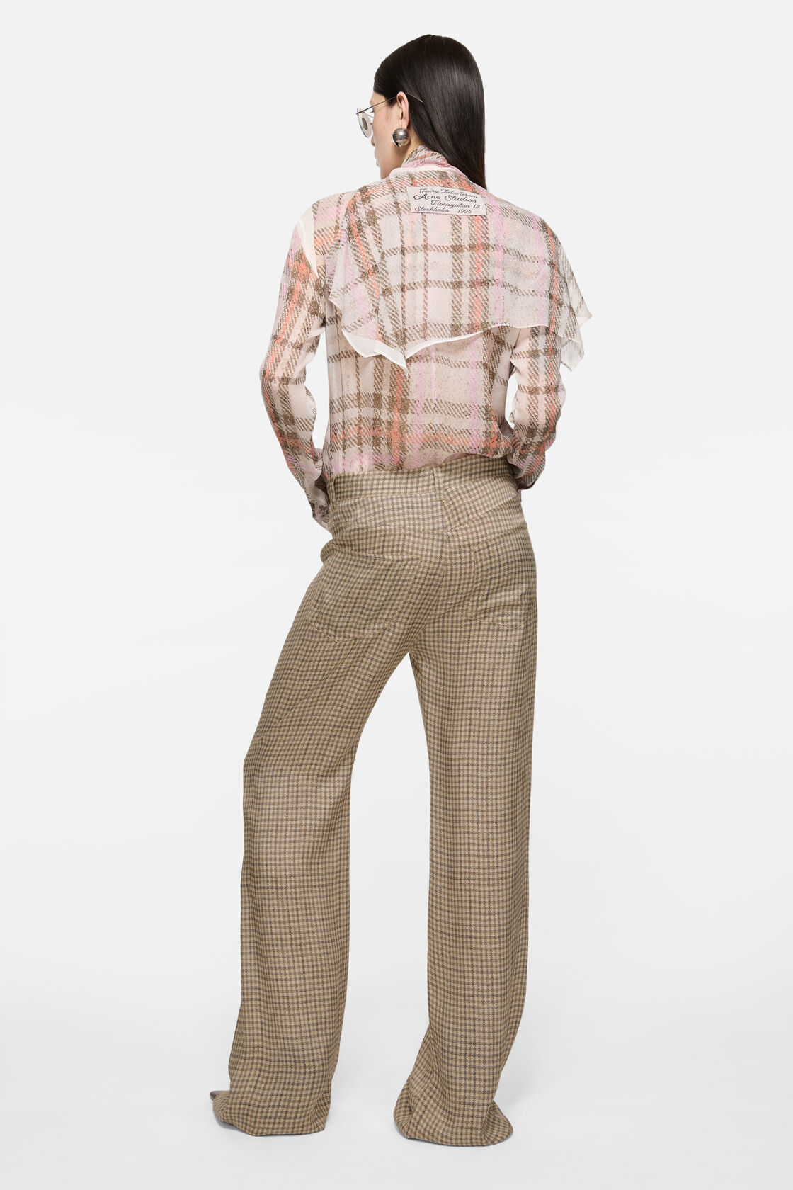 Check tailored trousers, Beige, 2000x