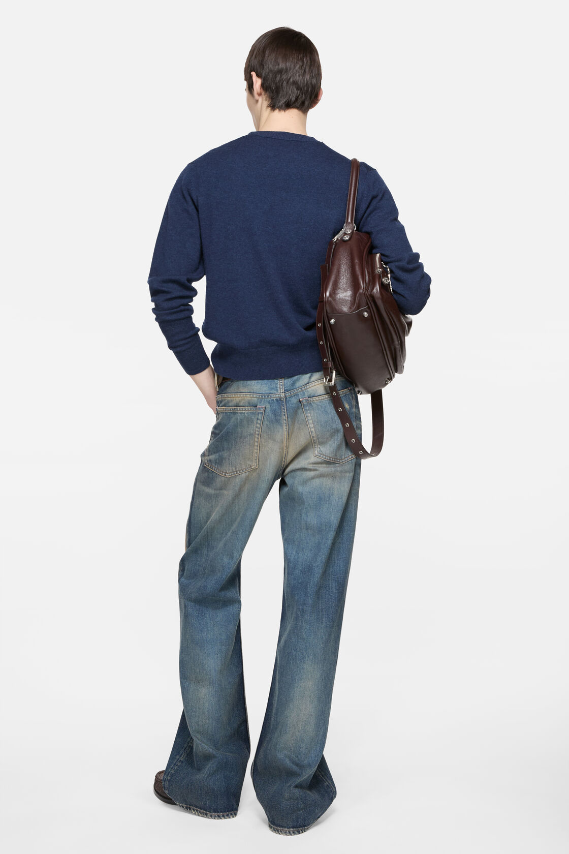 Crewneck jumper - Yak wool, Navy melange, 2000x