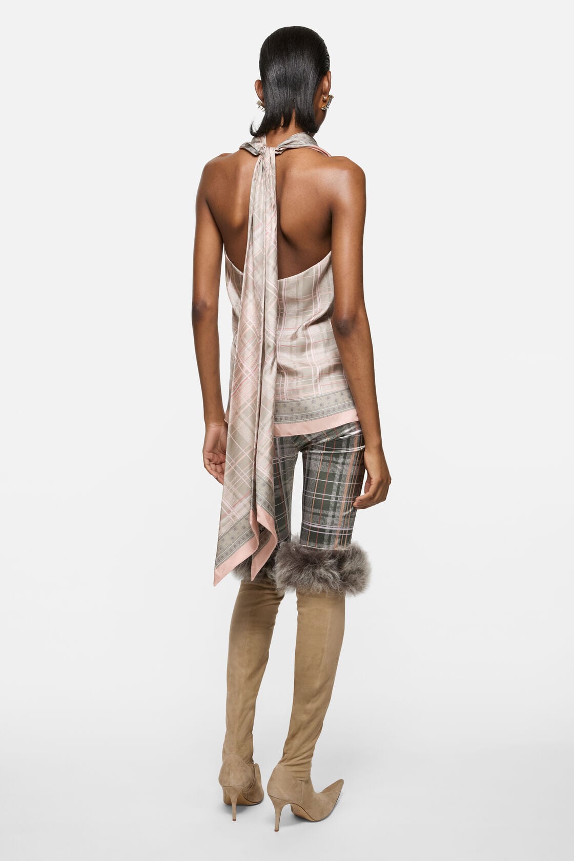 Silk blouse with scarf, Pink, 2000x