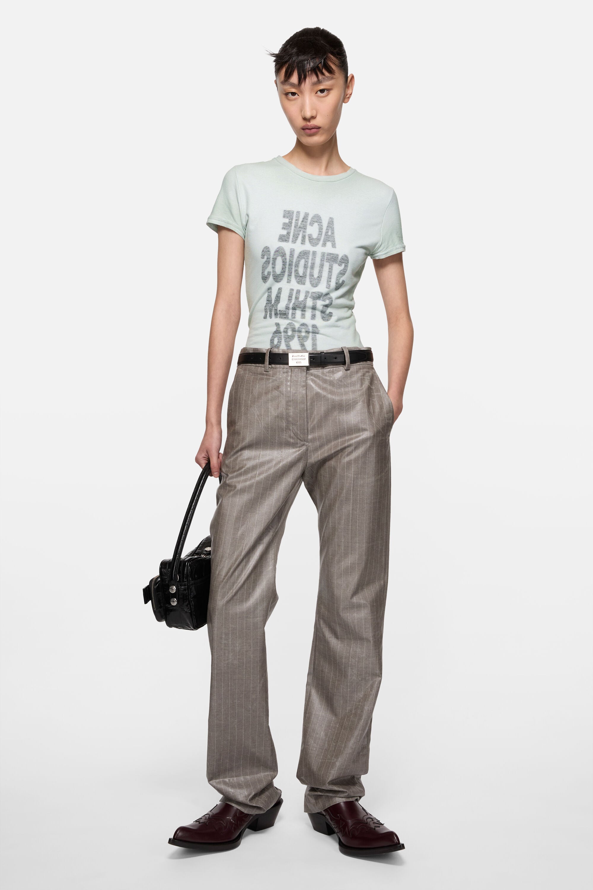 Acne Studios レイヤードロゴTシャツ ダークグレー Acne Studios - Acne Studios レイヤードロゴTシャツ ダークグレーの