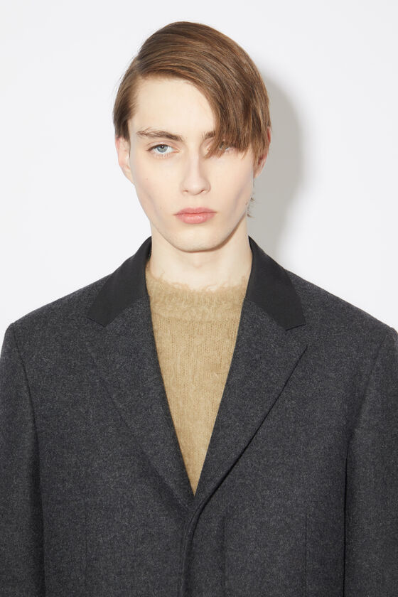 Acne Studios - Single-breasted wool blend coat - Dark Grey Melange