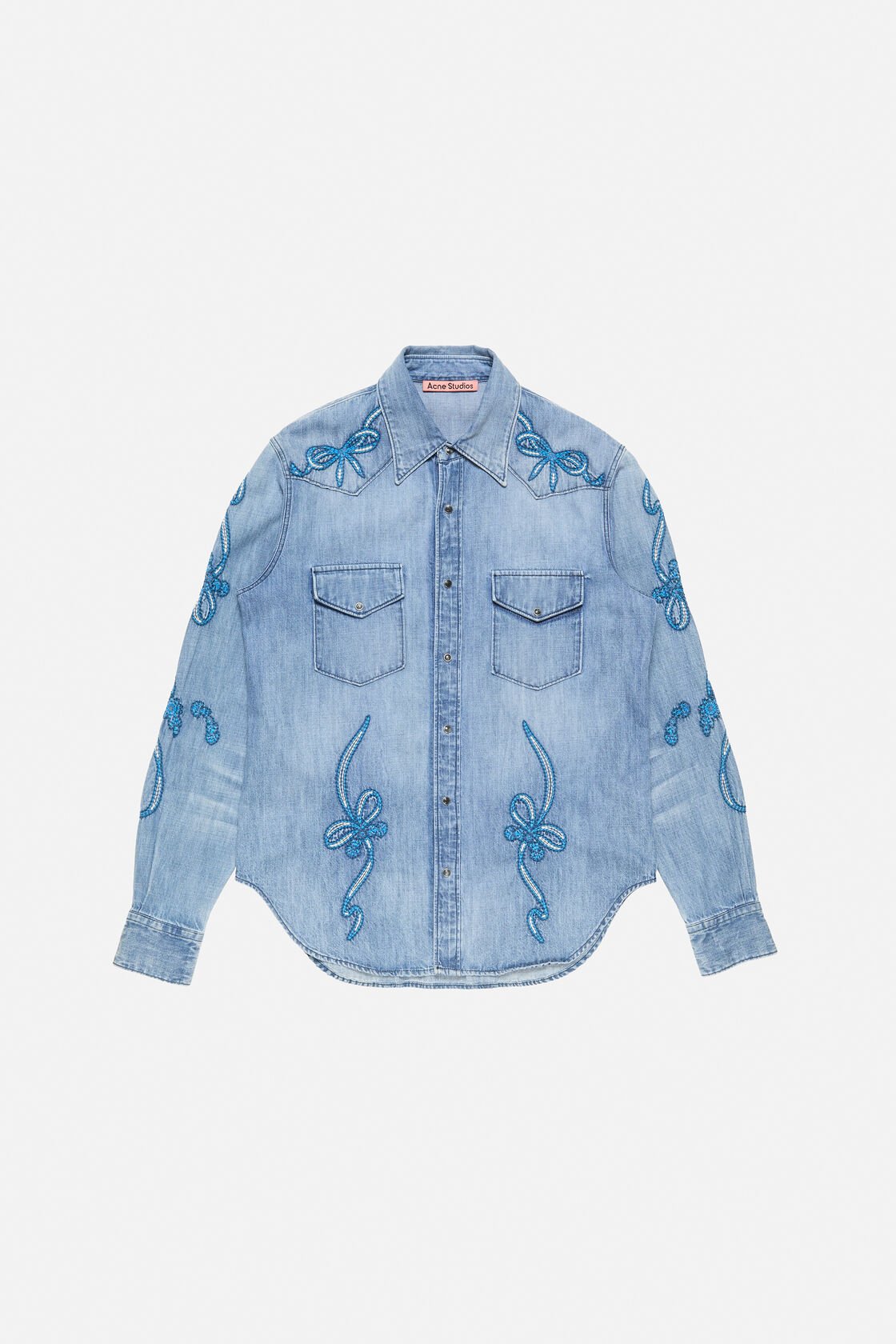 Embroidered denim shirt, Blue/blue, 2000x