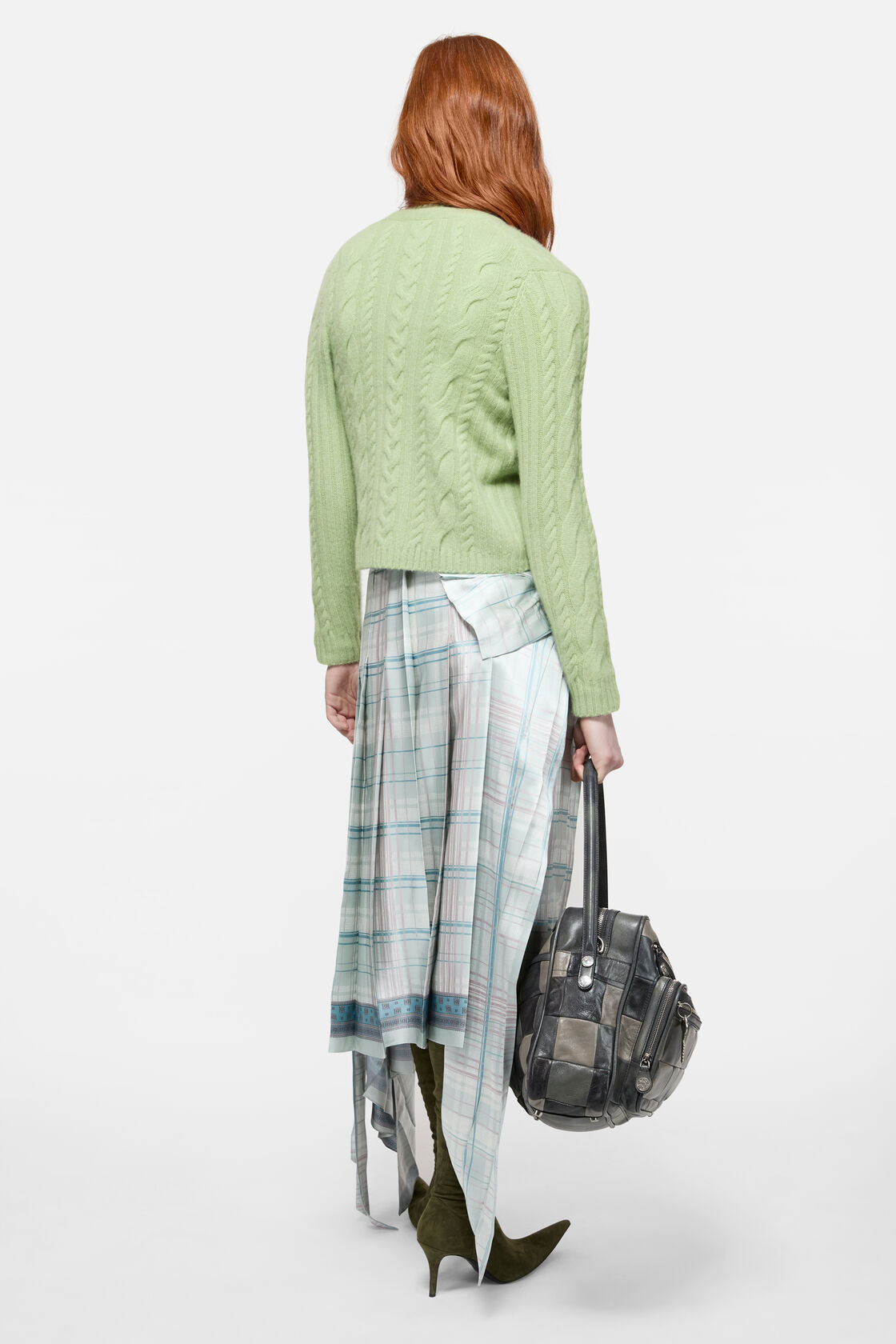 Silk skirt with bow, Aqua blue, 2000x