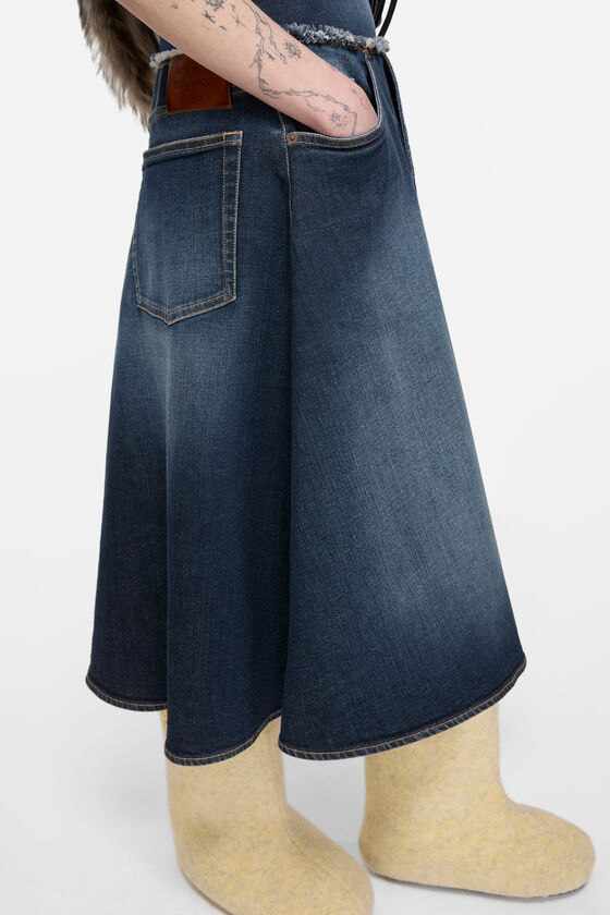 Layered denim midi dress, Dark Blue, 2000x