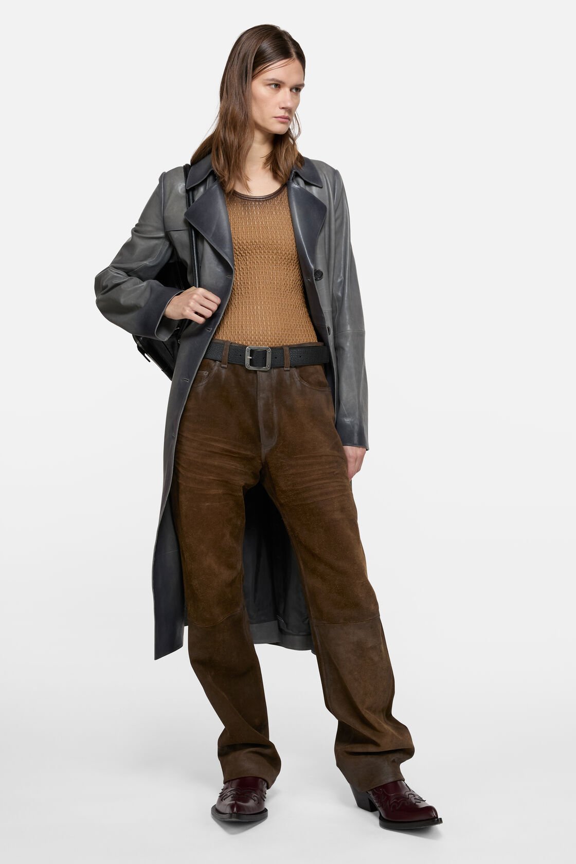Vintage suede trousers, Coffee brown, 2000x