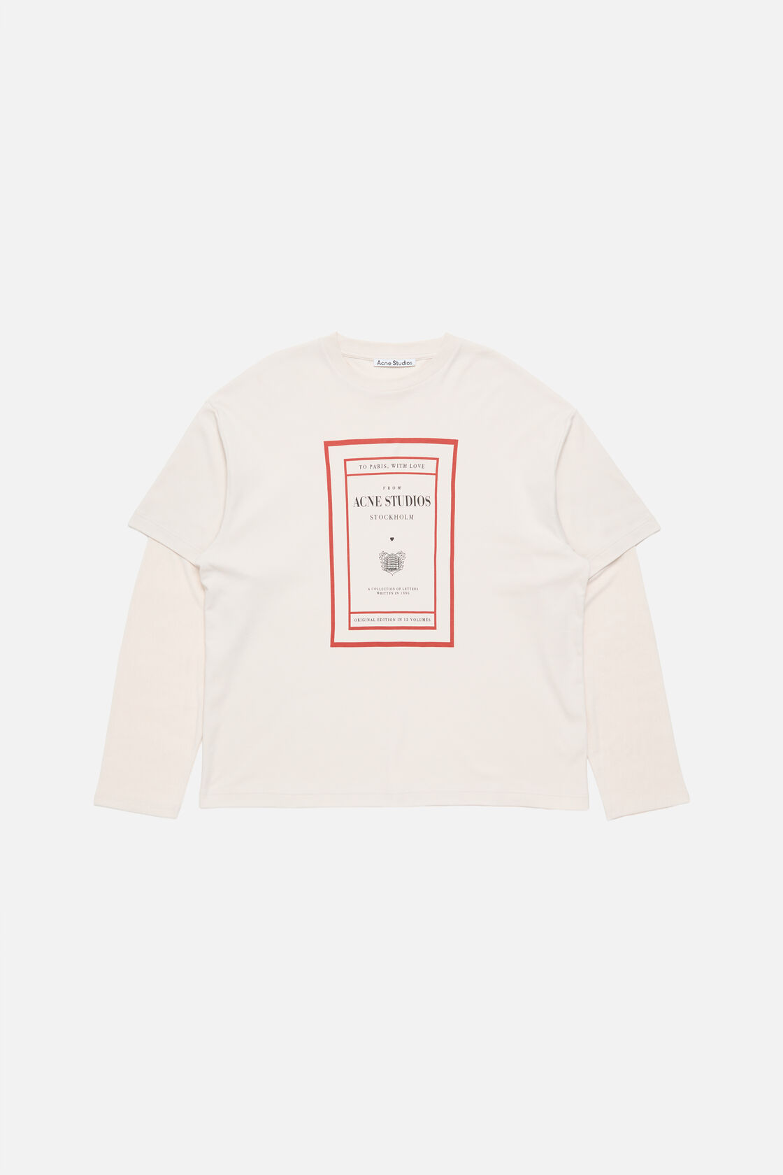 Layered graphic t-shirt, Warm beige, 2000x