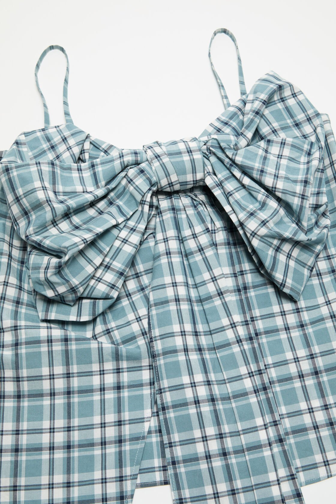 Check top with bow, Blue/white, 2000x