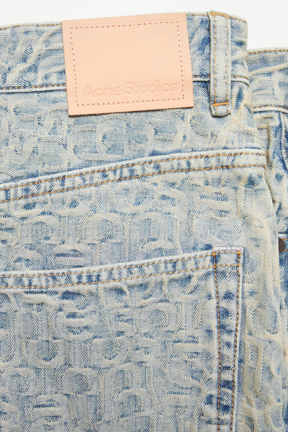 Monogram denim mini skirt, Blue/beige, 2000x