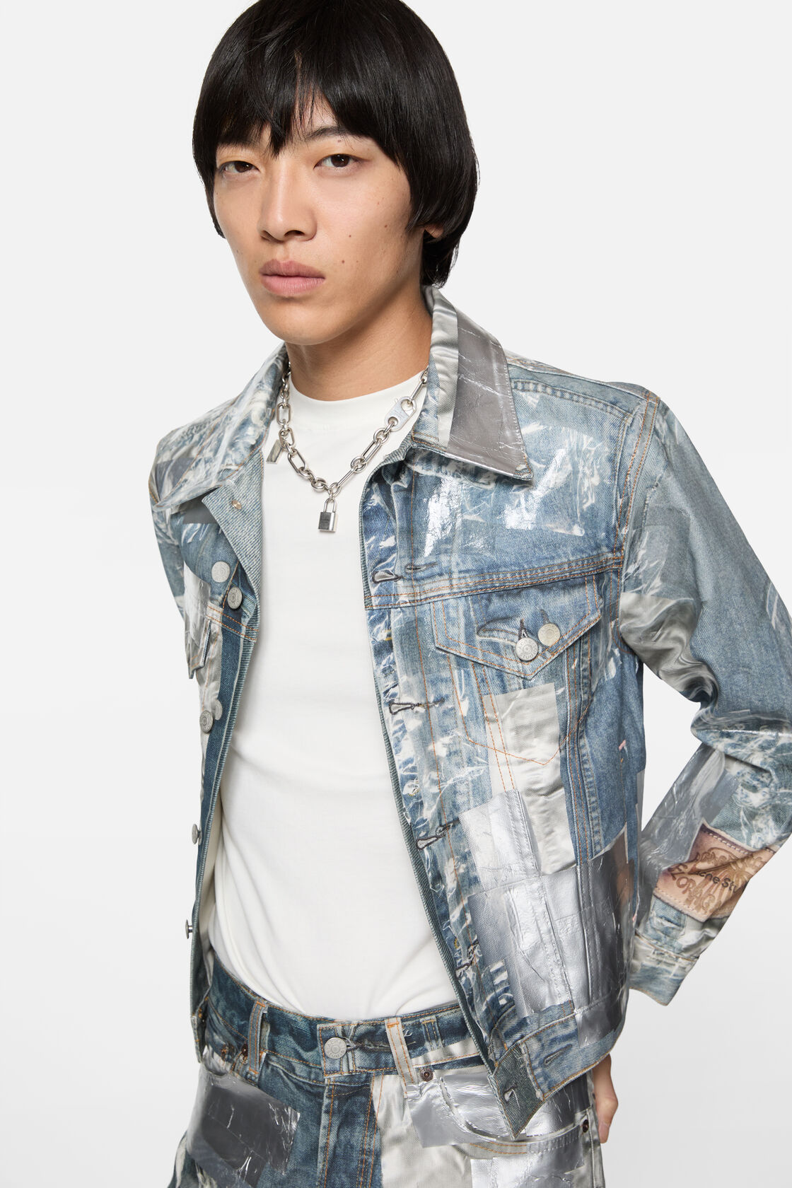 Padlock chain necklace, Vintage silver, 2000x