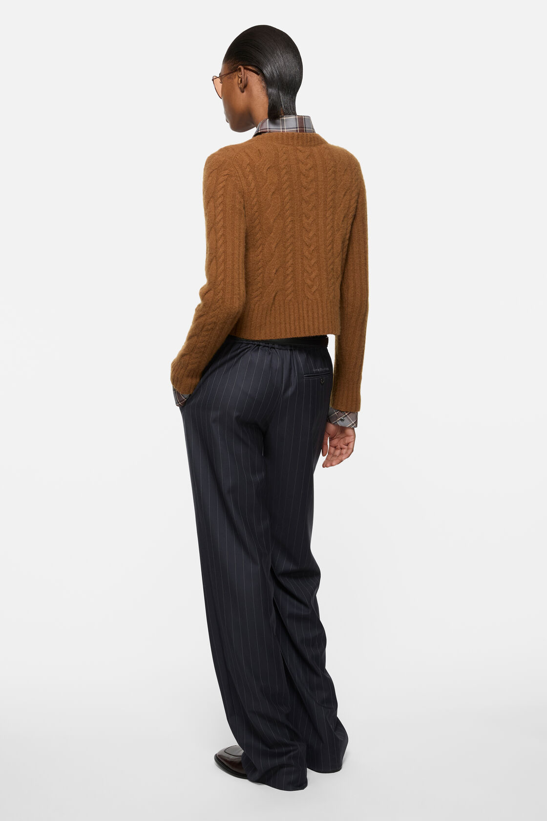 Pinstripe wool trousers, Navy blue, 2000x