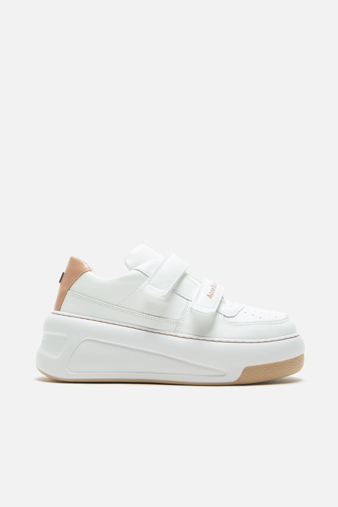 Leather Velcro Sneakers, Sand beige/optic white, 2000x