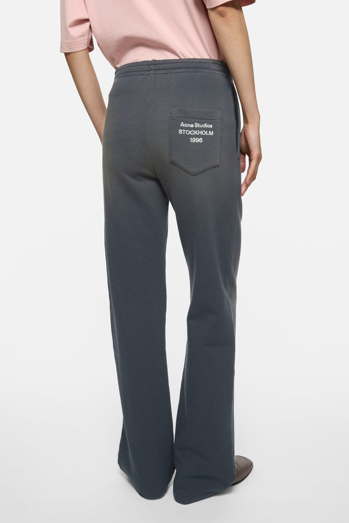Fleece trousers with stamp logo, Faded black, 2000x
