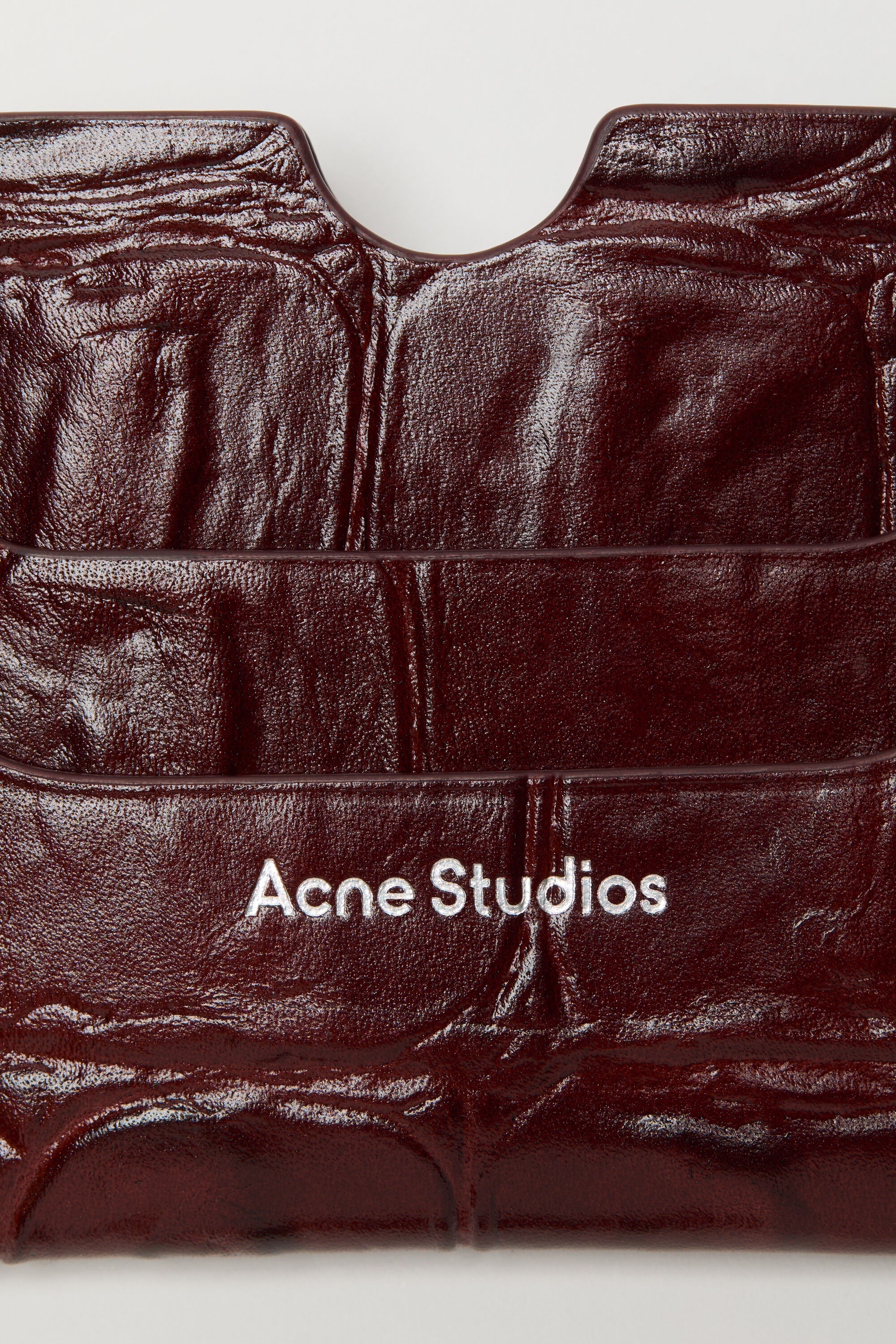 Acne Studios - Leather card holder - Burgundy