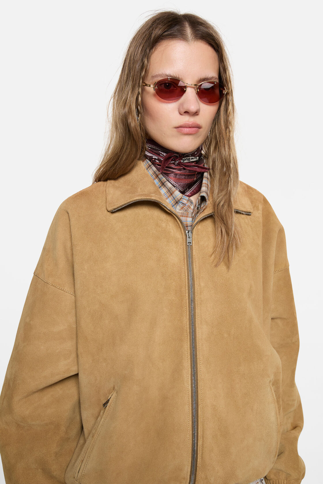 Checkered silk bandana, Burgundy/brown, 2000x