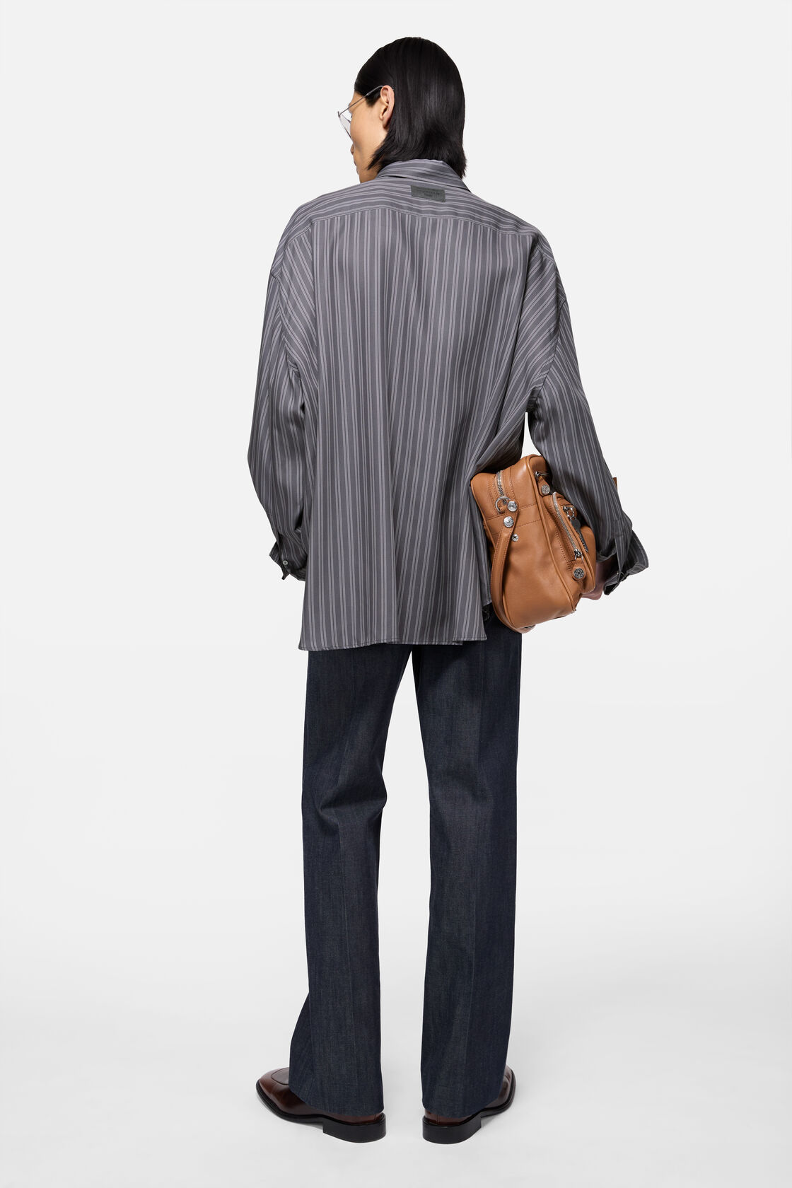 Striped button-up shirt, Purple/mauve, 2000x