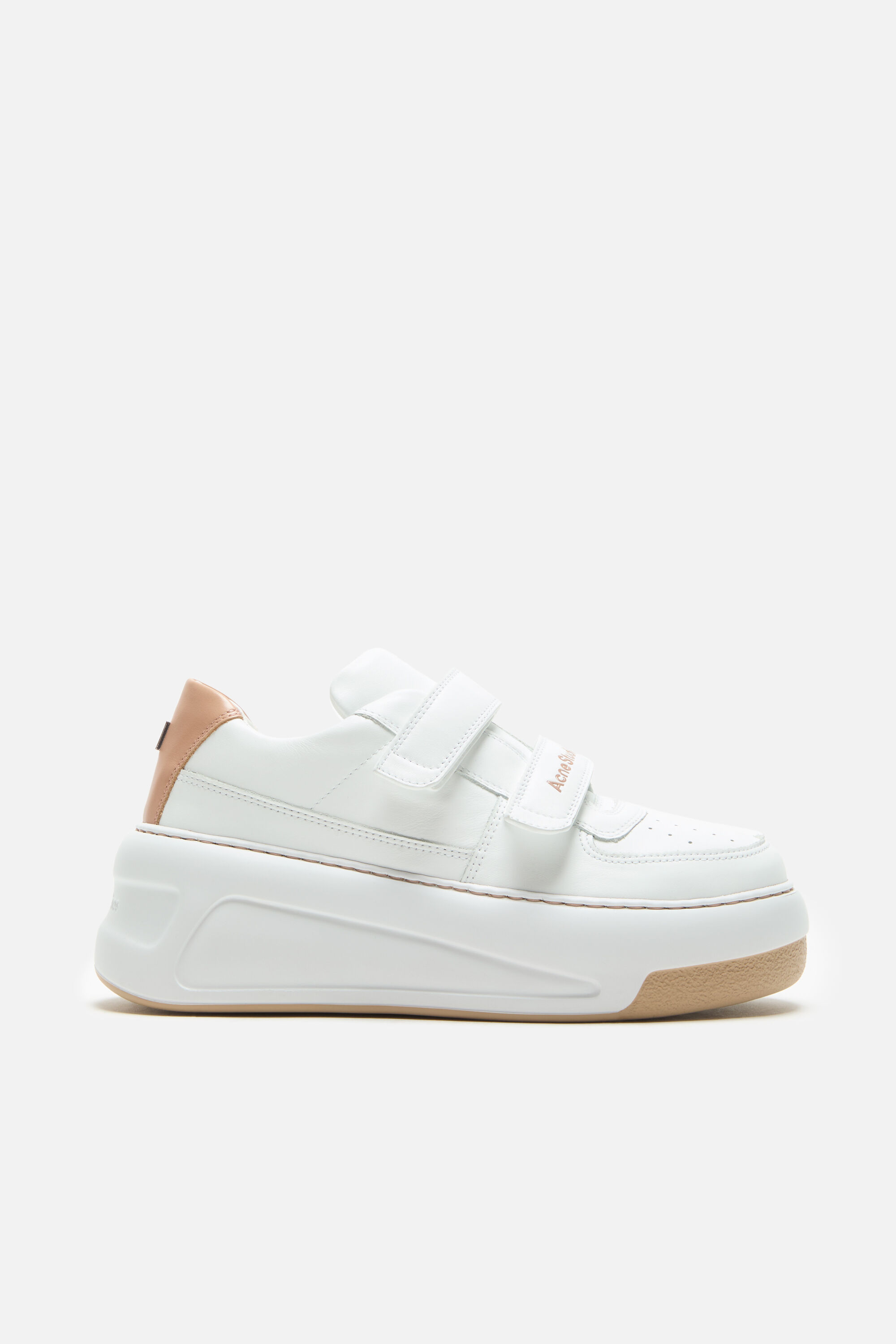 Acne Studios - Leather Velcro Sneakers - Sand beige/optic white