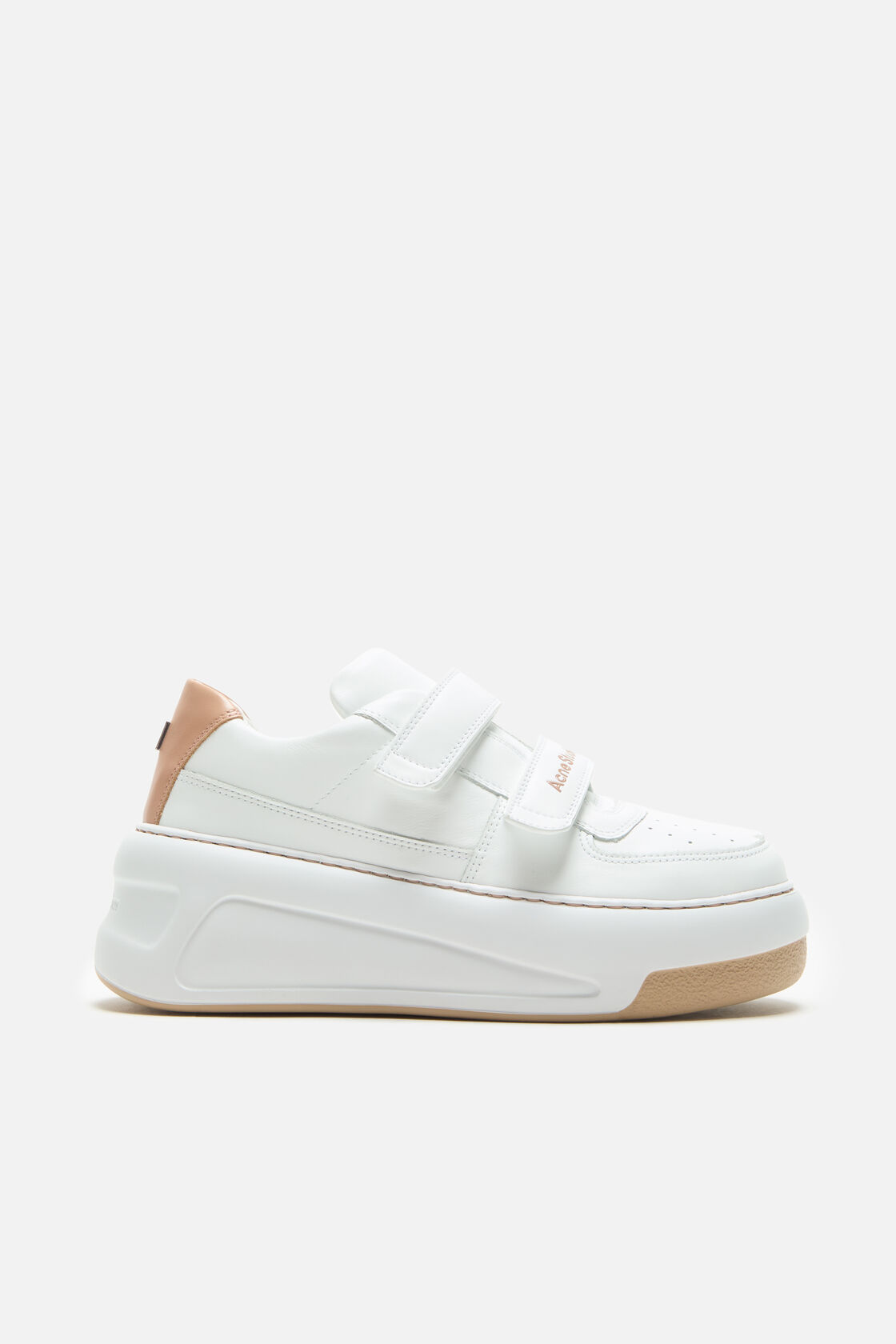 Leather Velcro Sneakers, Sand beige/optic white, 2000x