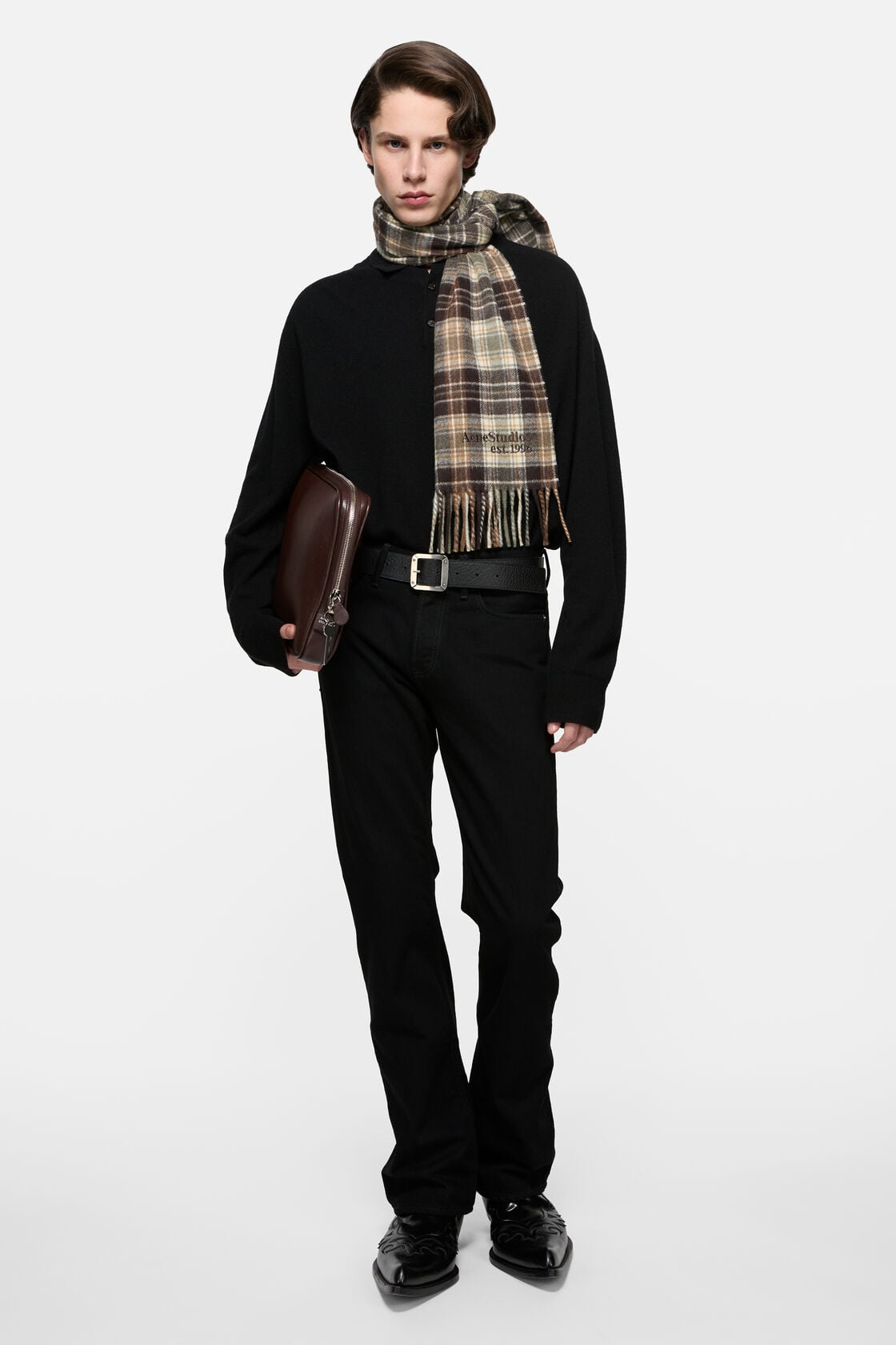 Cashmere scarf, Dark brown/khaki green, 2000x