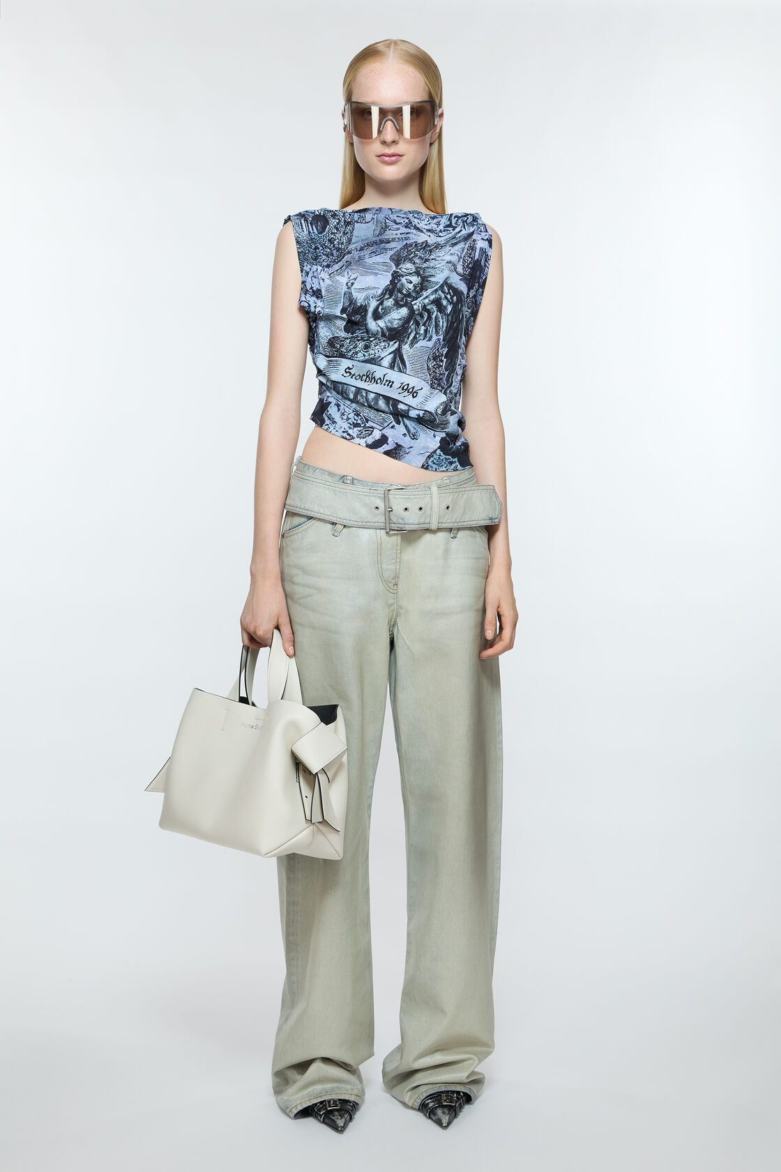 Musubi tote, White/black, 2000x