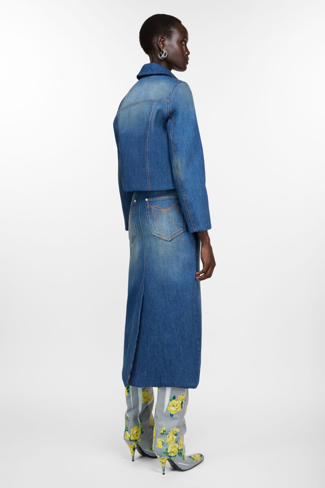 Bonded denim skirt, Mid Blue, 2000x