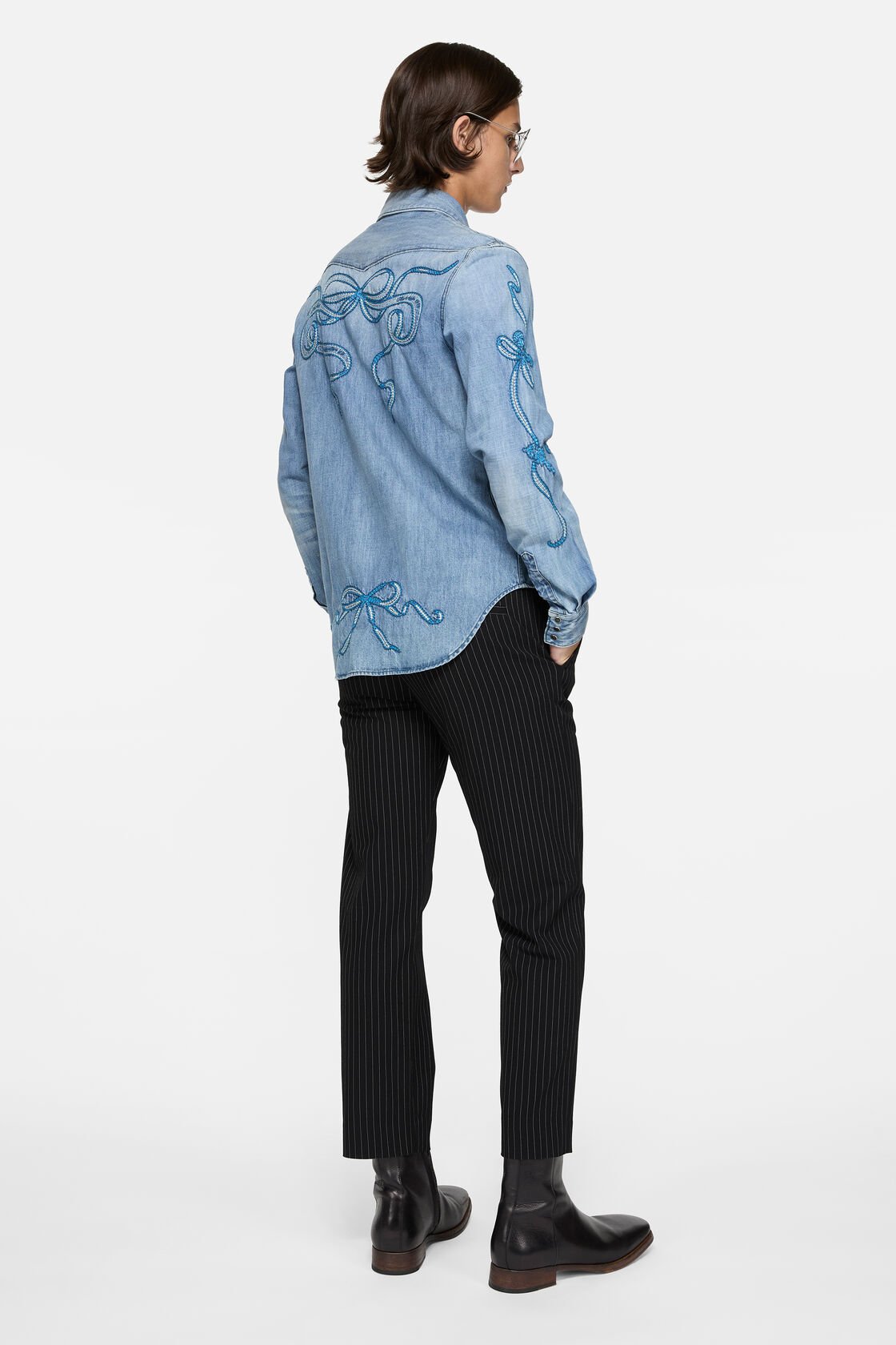 Embroidered denim shirt, Blue/blue, 2000x