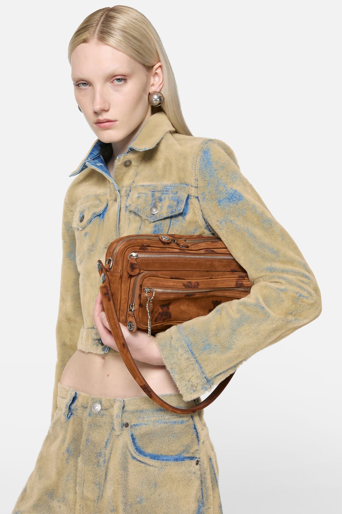 Camero Party Suede Shoulder Bag, Rust brown, 2000x