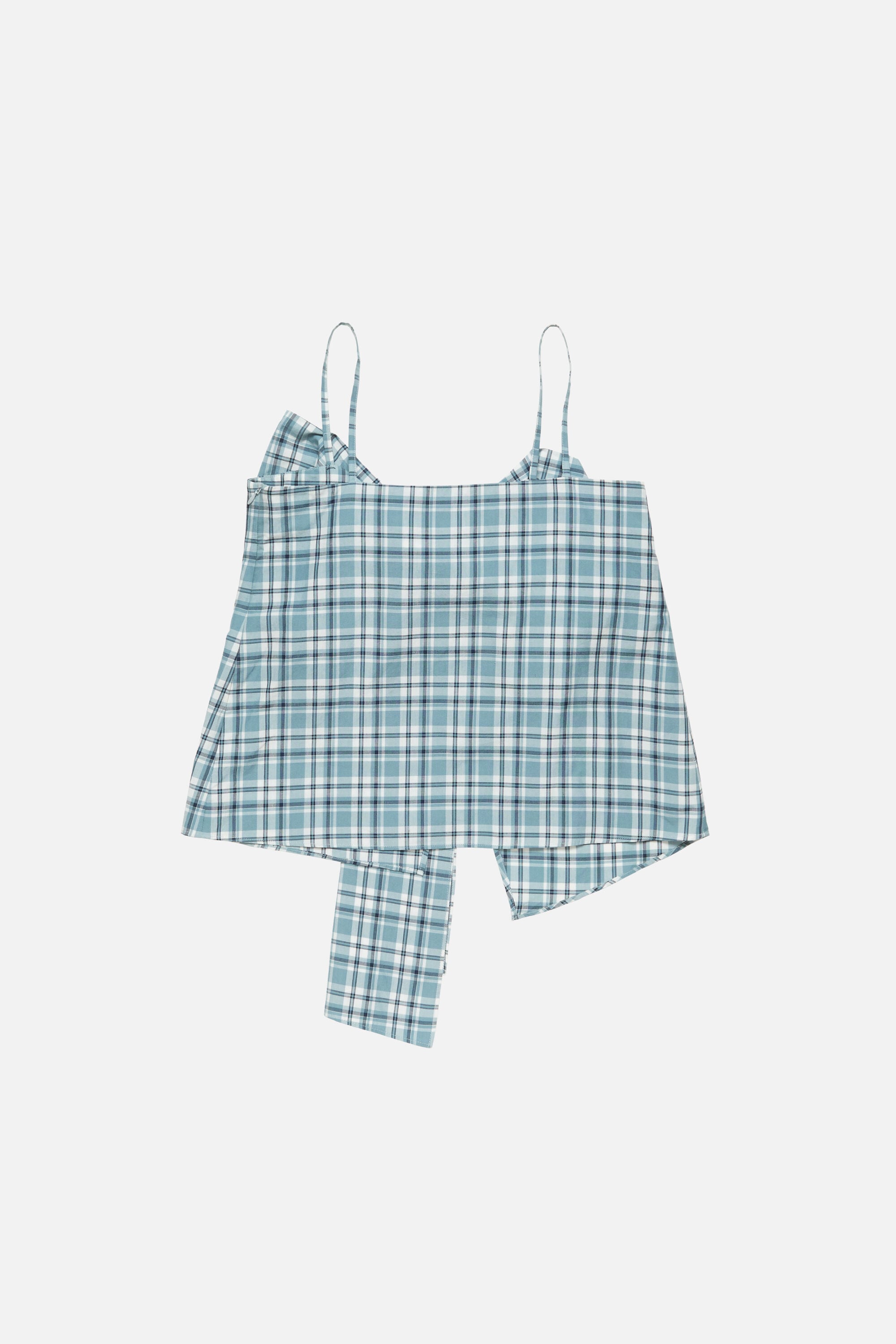 whiteiswhite チェック柄 リボン ノースリーブトップス コットン Acne Studios - リボン付きチェックトップス - ブルー/ホワイト