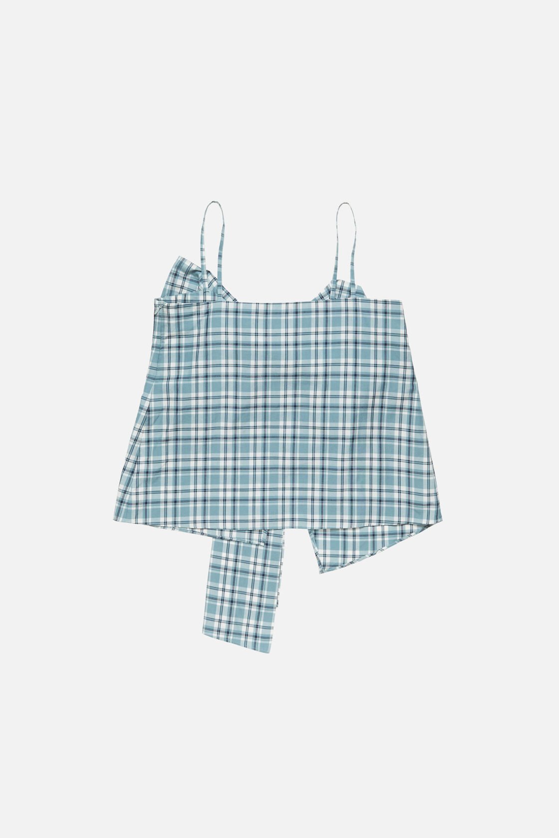 Check top with bow, Blue/white, 2000x