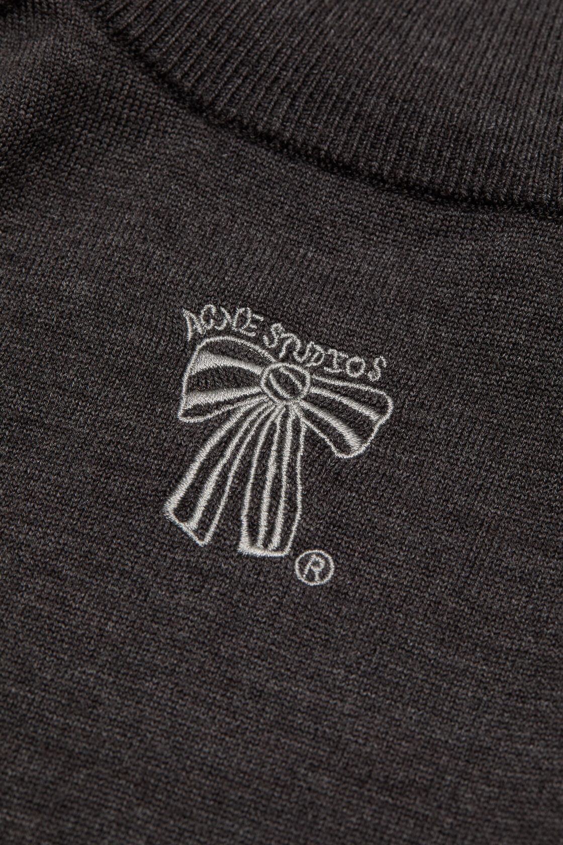 Zip-up bow logo cardigan, Anthracite grey, 2000x
