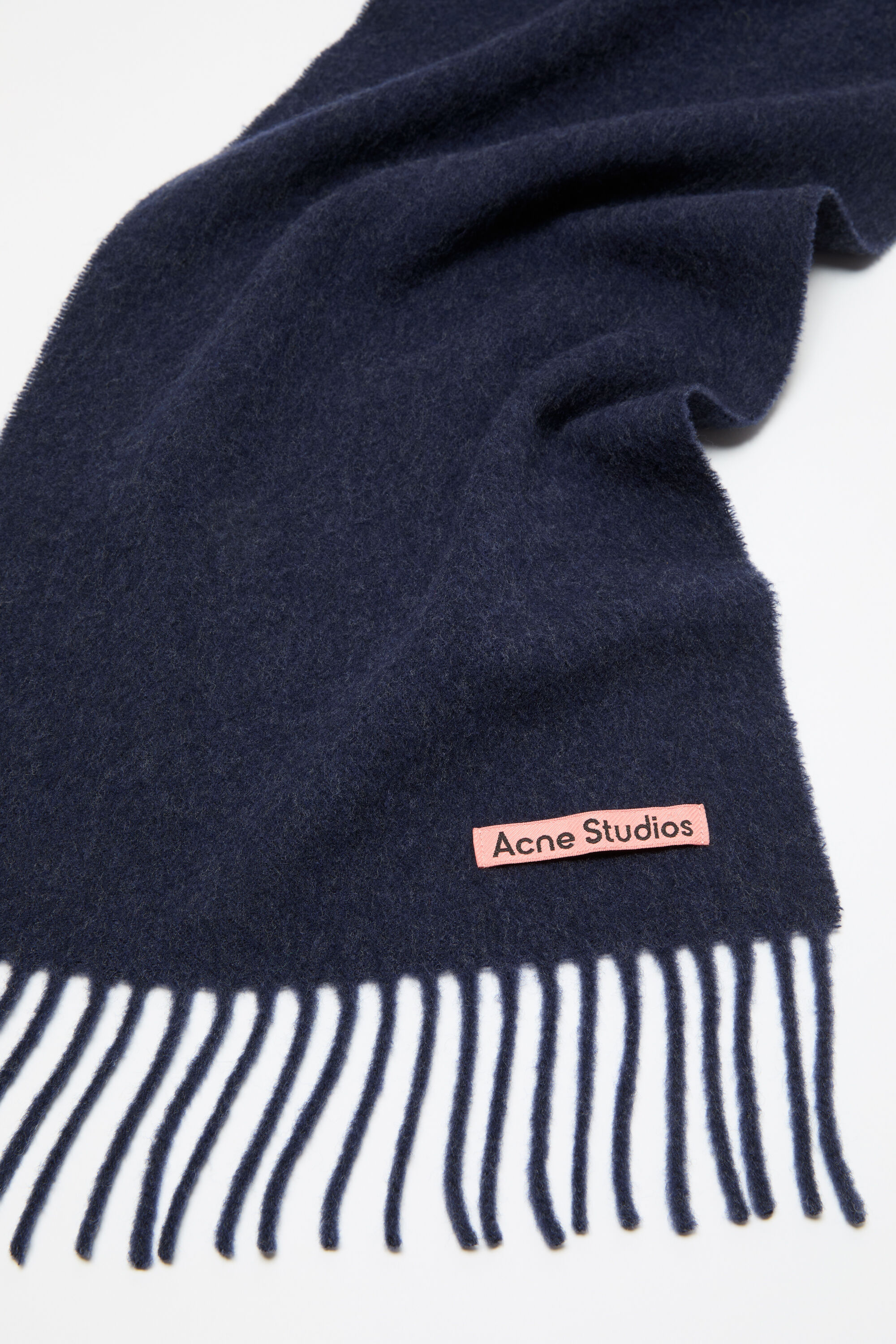 Acne Studios - Fringe wool scarf - skinny - Dark Navy Melange