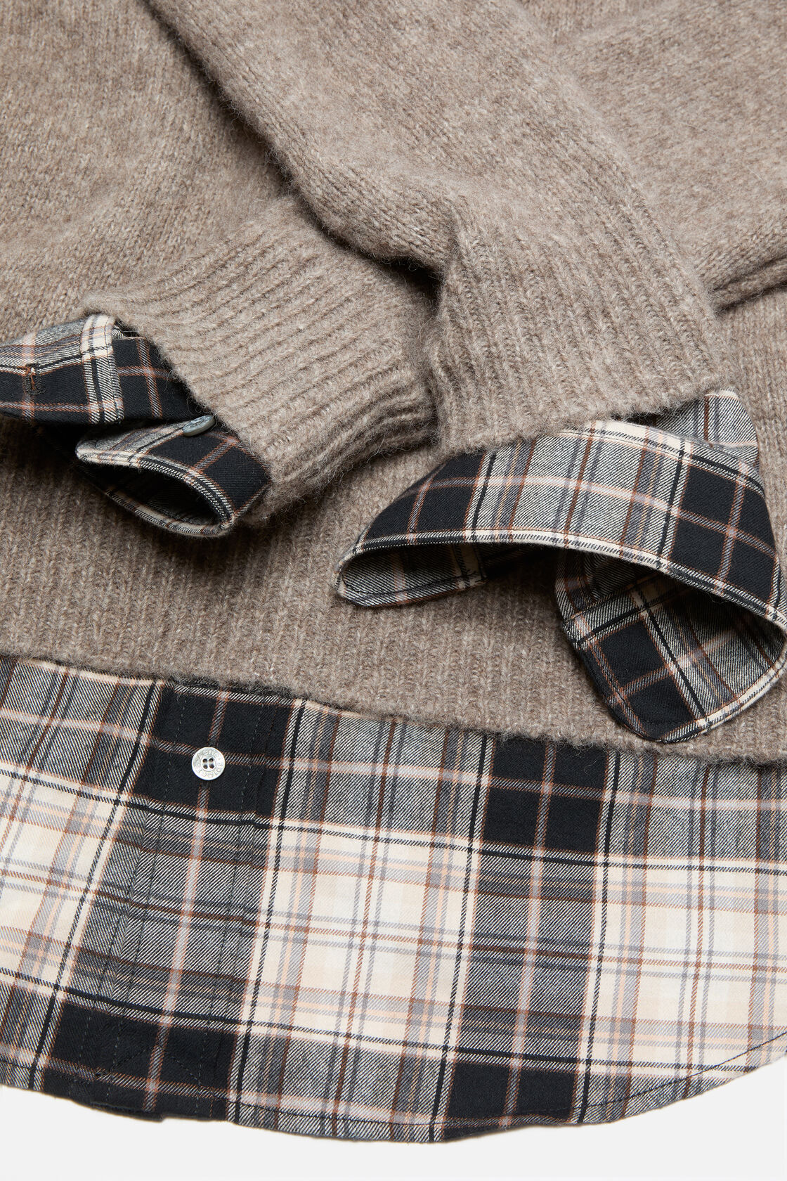 Layered wool hoodie, Beige melange, 2000x