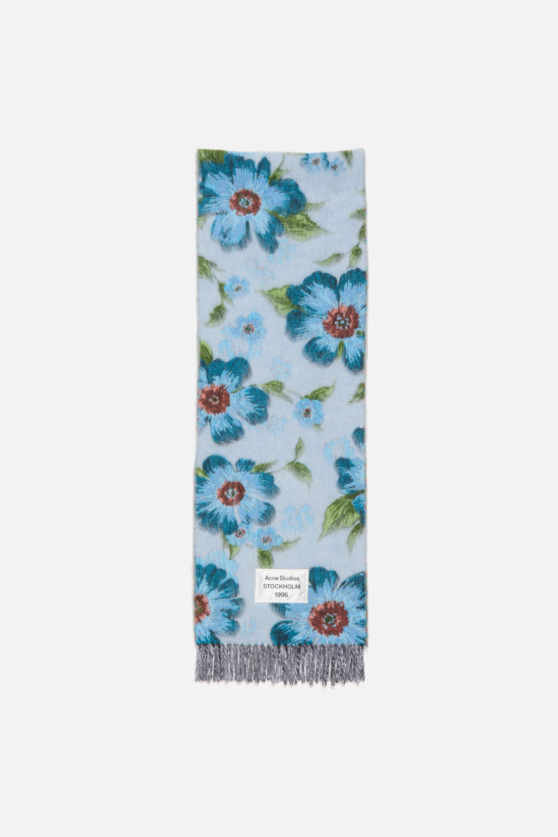 Fringed wool scarf, Blue, 2000x